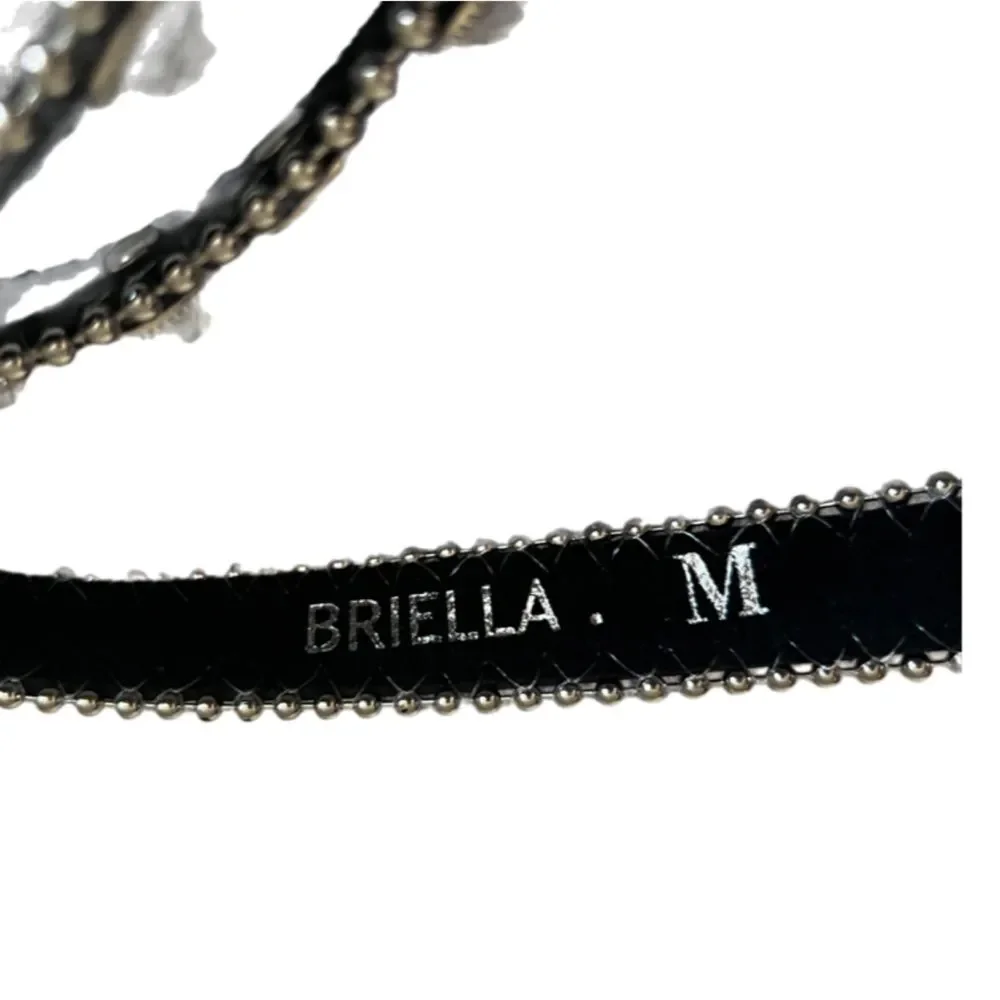 Brielle black belt with large rhinestones silver hardware SIZE M